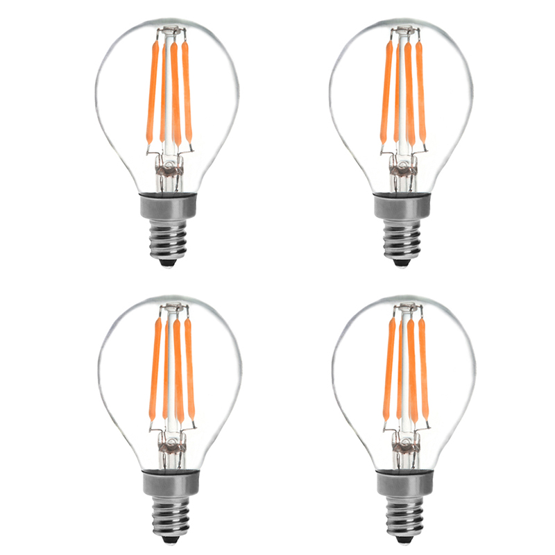 G14 E12 4W LED Vintage Antique Filament Light Bulb, 40W Equivalent, 4-Pack, AC100-130V or 220-240V G14 E12 4W LED Vintage Antique Filament Light Bulb, 40W Equivalent, 4-Pack, AC100-130V or 220-240V